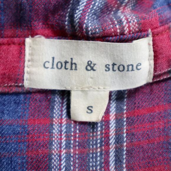 Anthropologie Size S Classic Button Up Shirt Flannel Plaid Red Blue - Picture 9 of 10